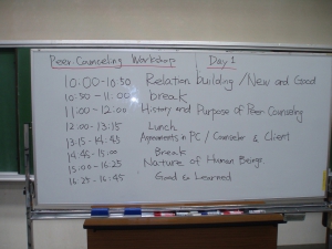 Time table of a Peer counseling program 